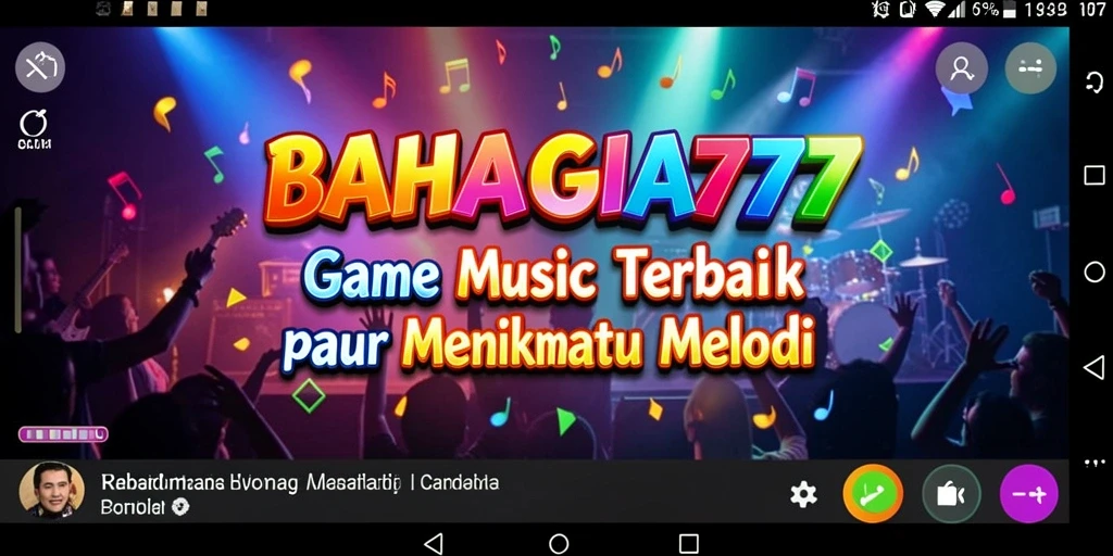 Screenshot gameplay menunjukkan interaksi pengguna dengan musik dalam BAHAGIA777.