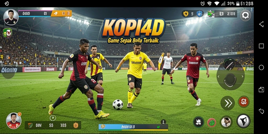 Tampilan gameplay KOPI4D yang mendebarkan dengan aksi sepak bola yang intens.