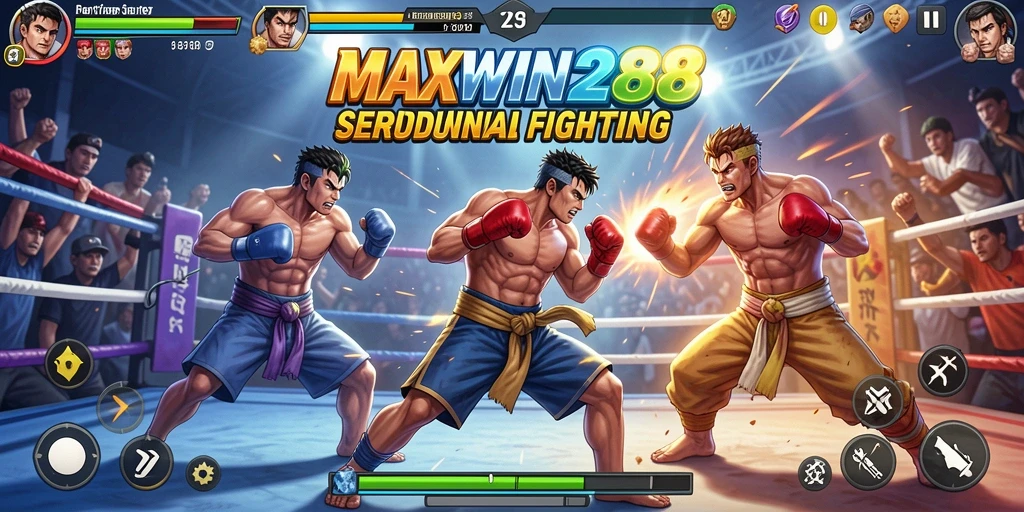 Tampilan gameplay MAXWIN288 yang penuh aksi pertarungan.