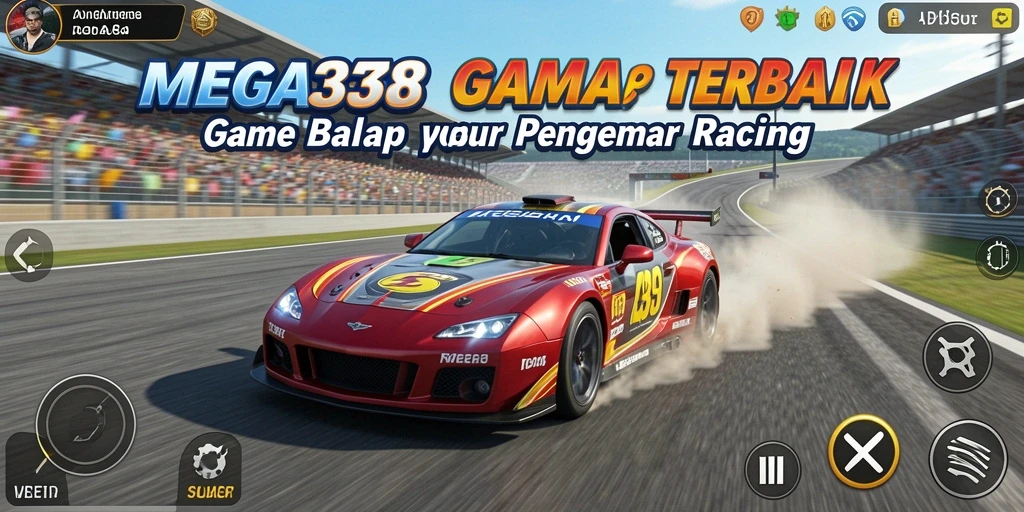 Tampilan mendebarkan dari gameplay balap di MEGA338.