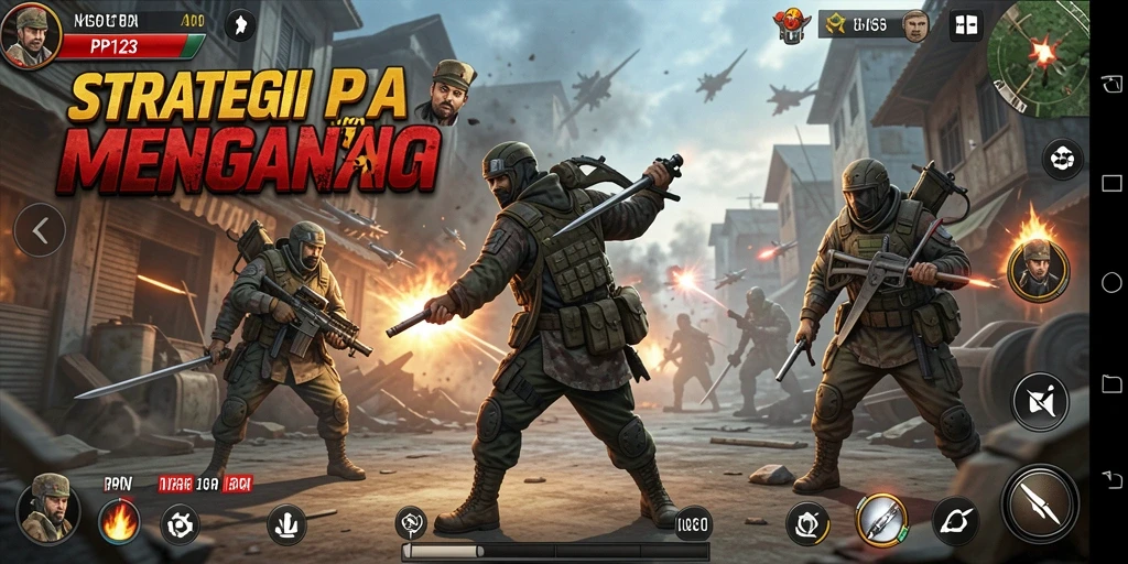 Screenshot gameplay PP123 menampilkan pertempuran strategis yang mendebarkan.