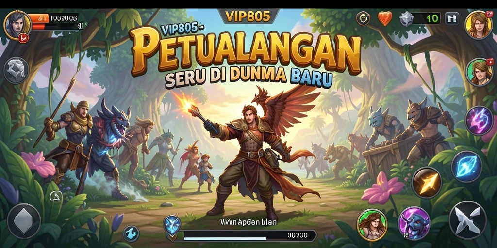 Screenshot utama gameplay VIP805 dengan aksi petualangan yang mendebarkan.